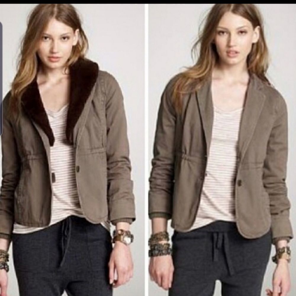 J Crew collection shearling fatigue jacket sz 2